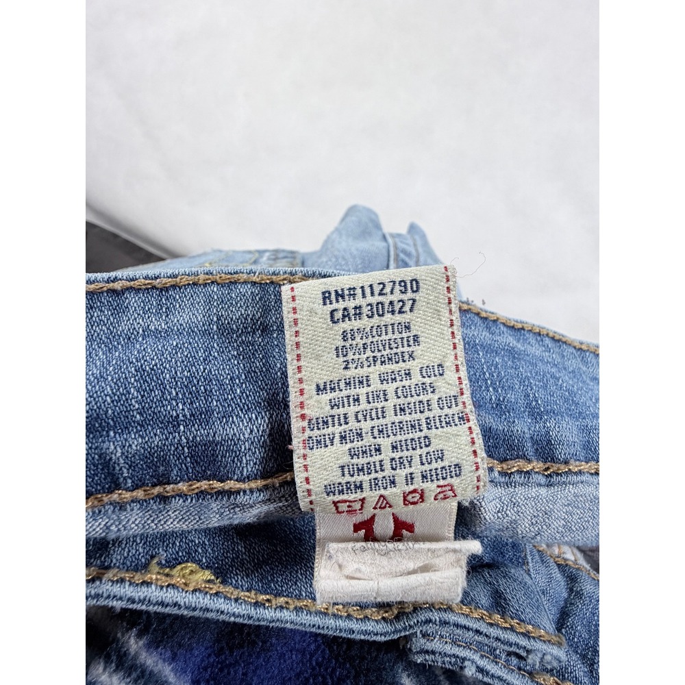 True Religion Womens Skinny Jeans Blue Low Rise Horseshoe Size 32 USA Made - Picture 13 of 13